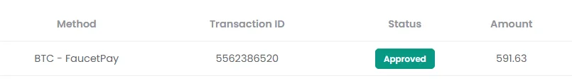 VieFaucet withdrawal example screenshot
