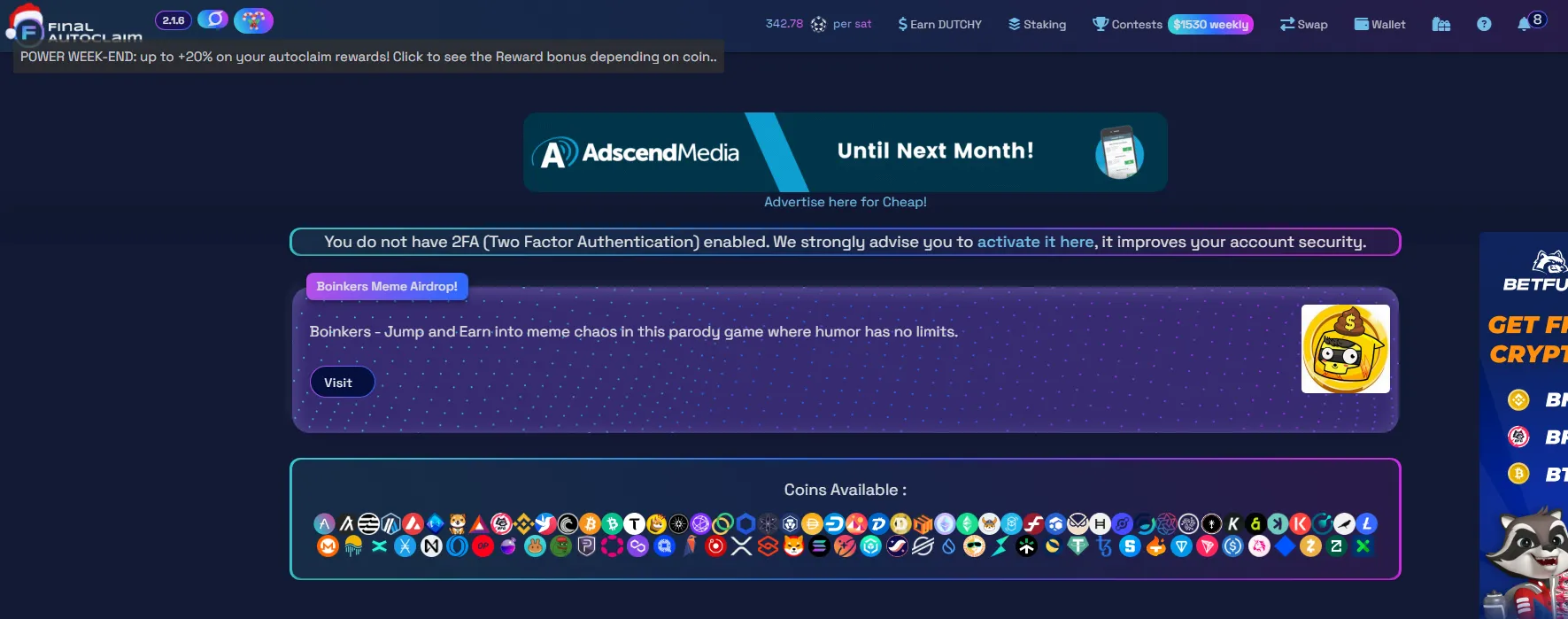 Final AutoFaucet dashboard example
